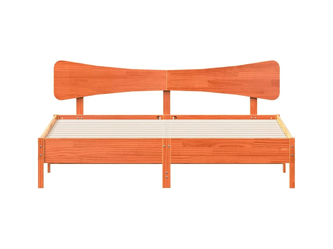 Cama sem colchão 160x200 cm madeira pinho maciço castanho-mel