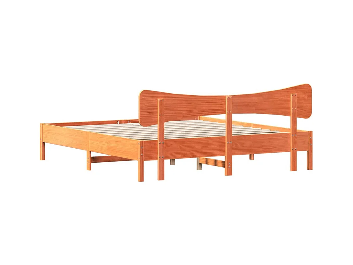 Cama sem colchão 160x200 cm madeira pinho maciço castanho-mel
