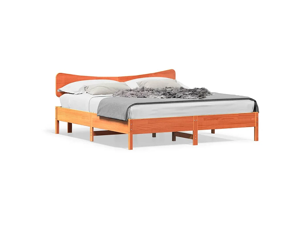Cadre de lit sans matelas cire marron 160x200cm bois pin massif
