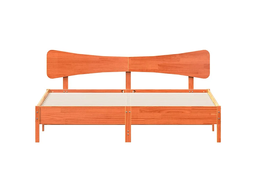 Cadre de lit sans matelas cire marron 160x200cm bois pin massif