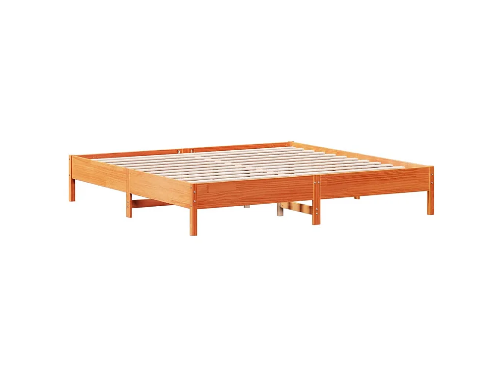 Cadre de lit sans matelas cire marron 160x200cm bois pin massif