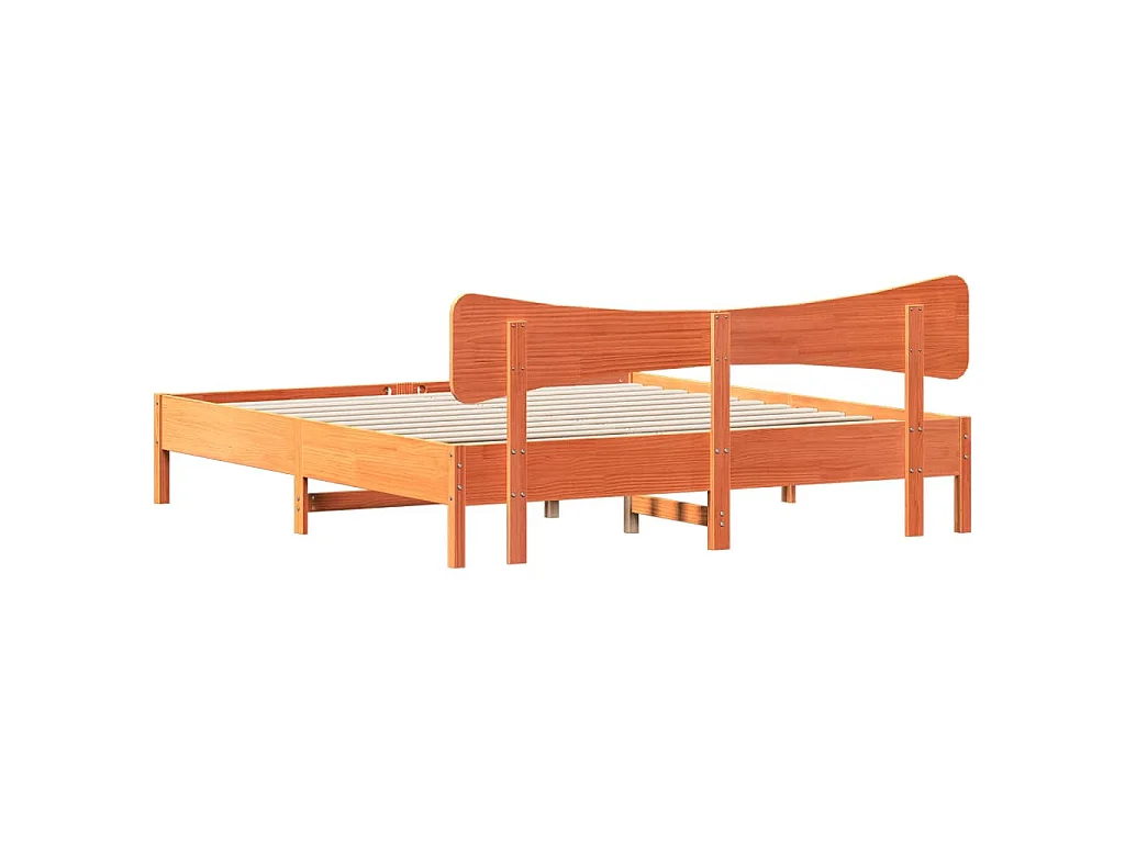 Cadre de lit sans matelas cire marron 160x200cm bois pin massif