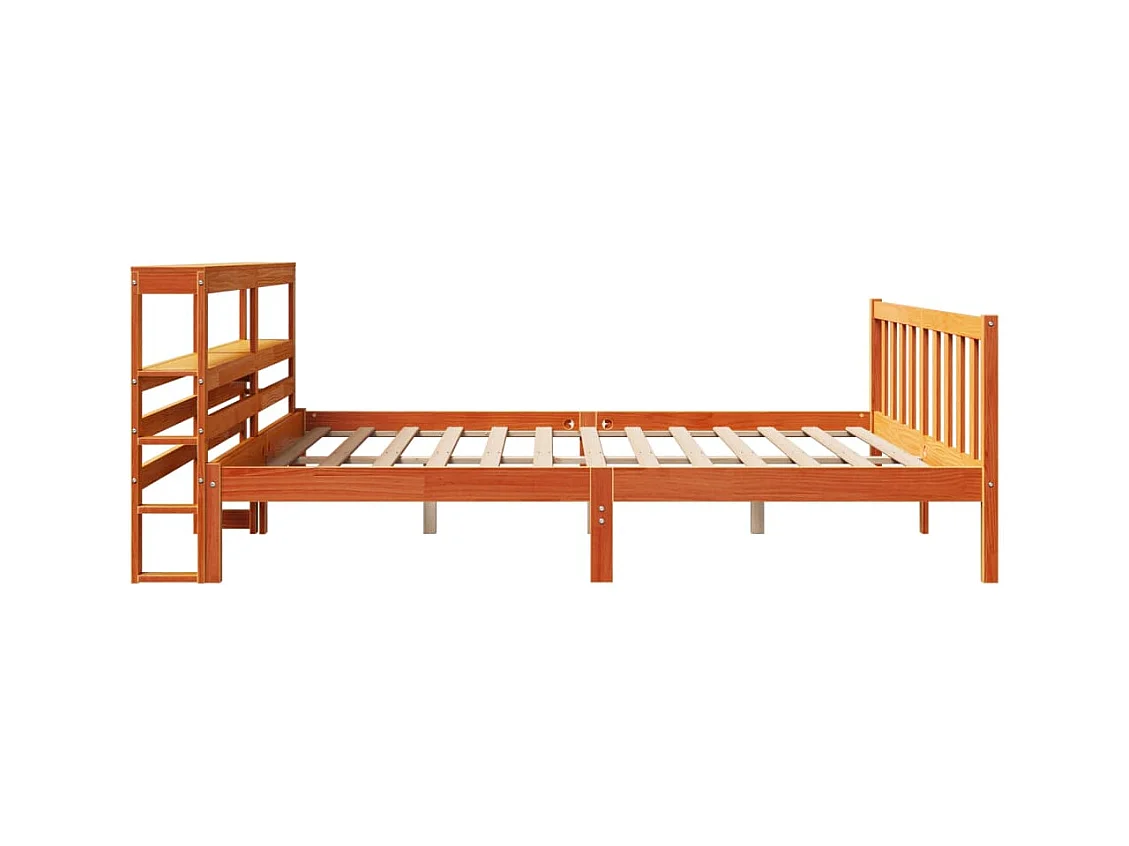 Cadre de lit et tête de lit sans matelas cire marron 180x200 cm