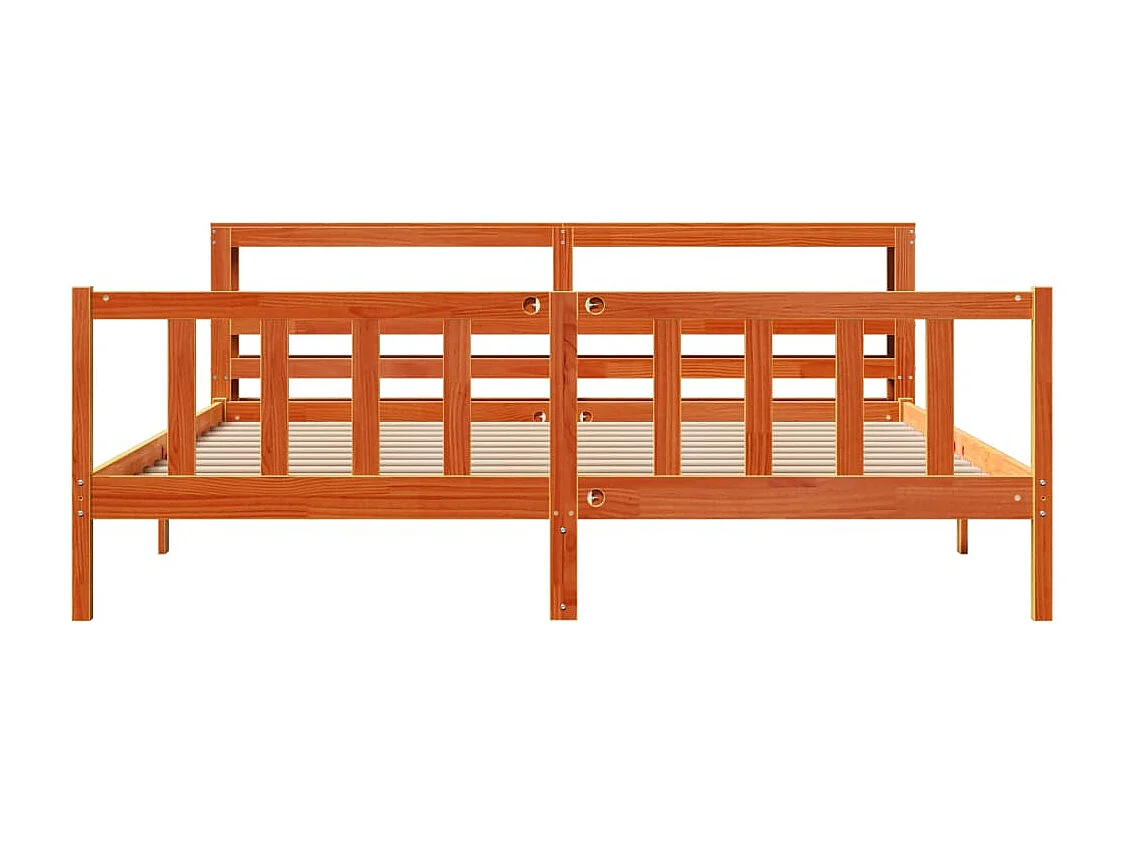 Giroletto con Testiera Marrone Cera 180x200 cm Massello Pino