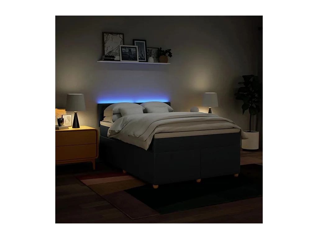 Giroletto a Molle con Materasso Blu 160x200 cm in Tessuto