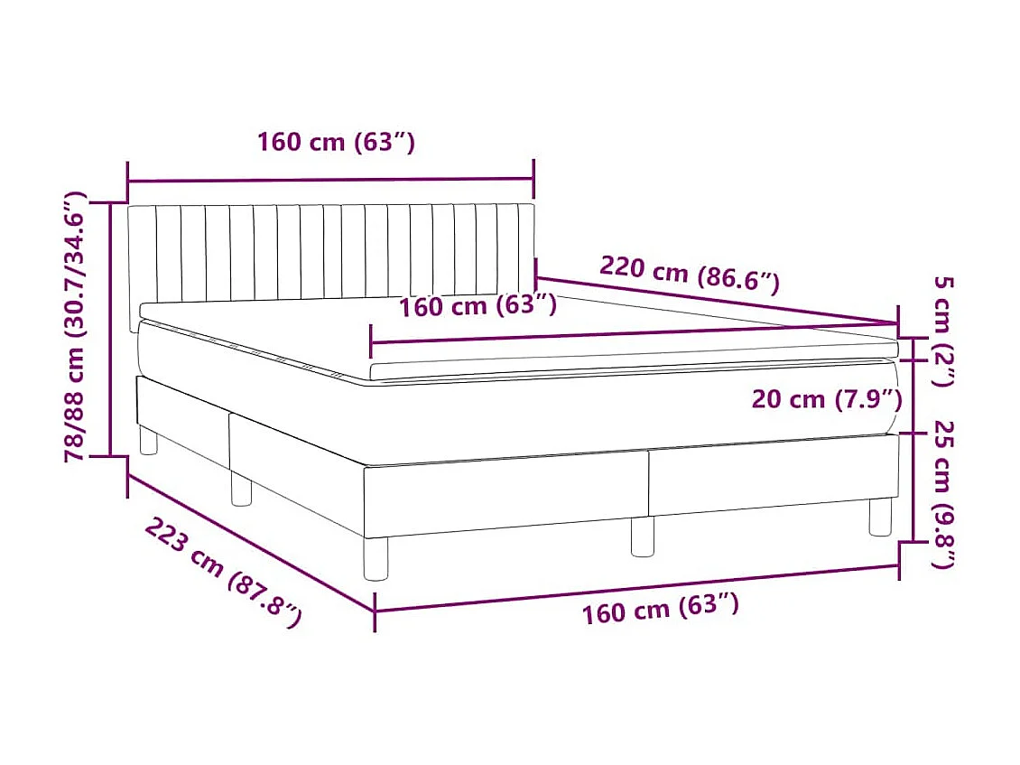 Boxspring met matras fluweel roze 160x220 cm