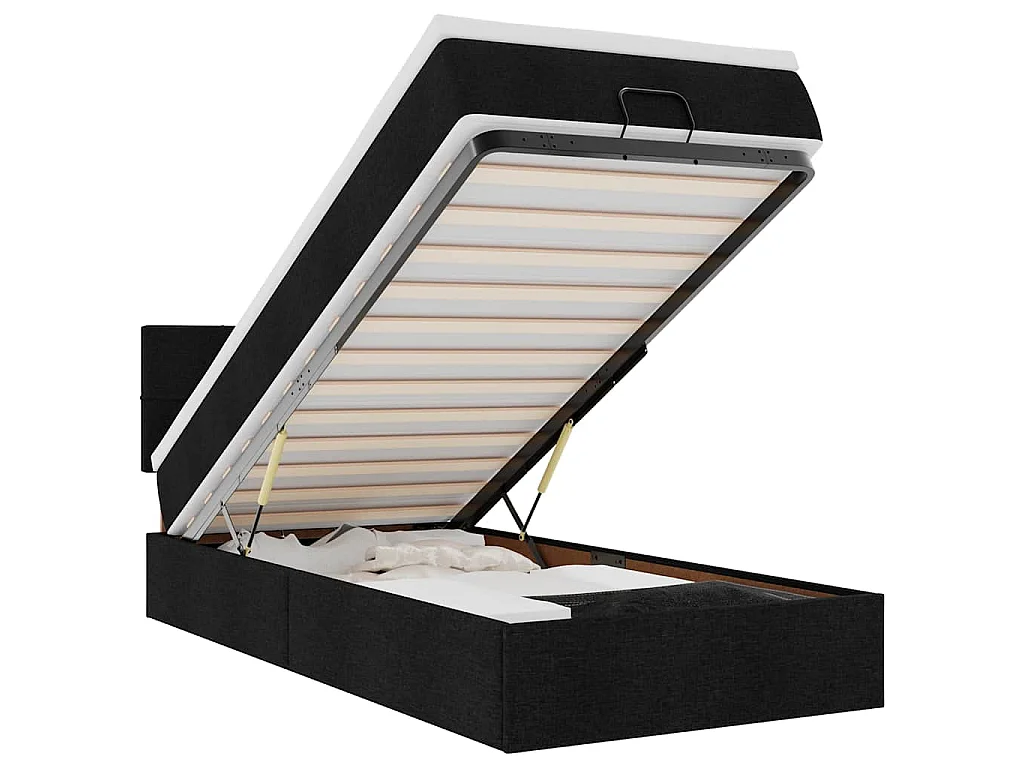 Ottoman bed met matras 90x190cm stof zwart