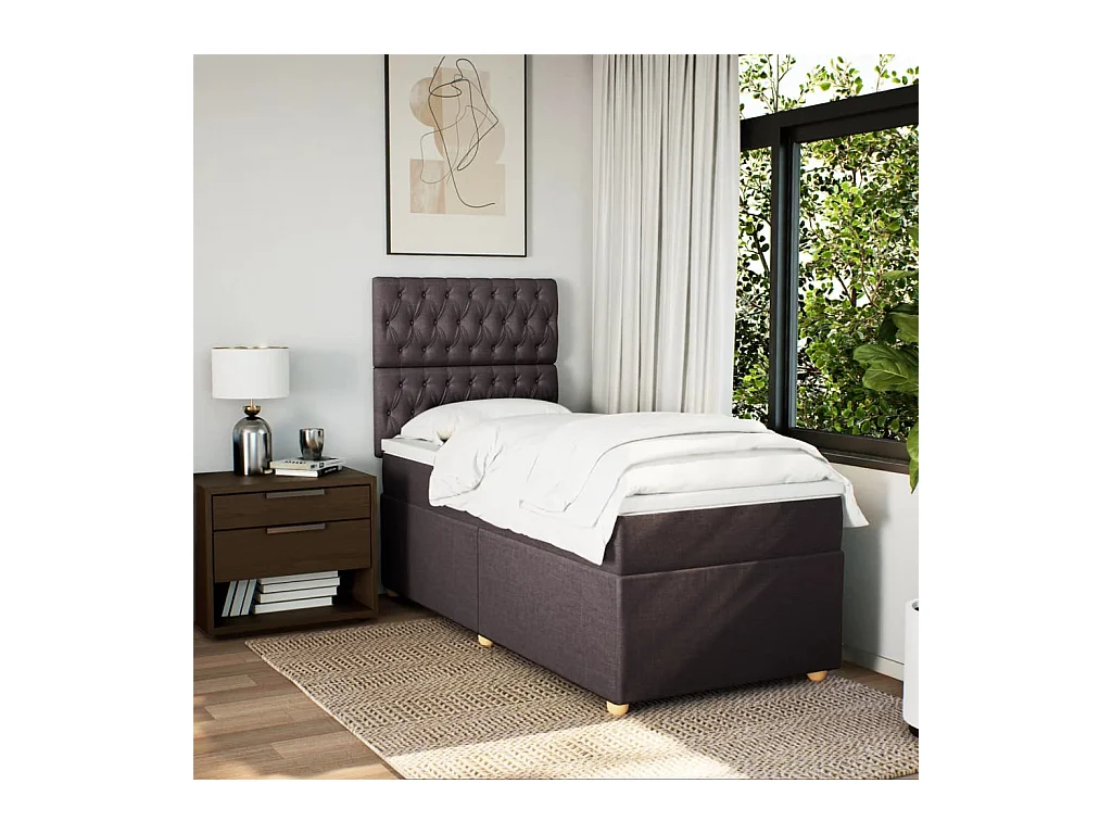 Sommier à lattes de lit avec matelas Marron foncé 100x200 cm