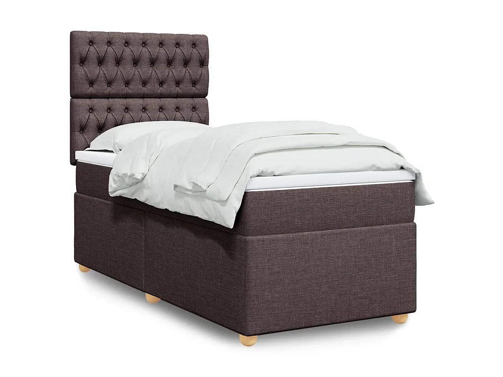 Boxspring met matras stof donkerbruin 100x200 cm