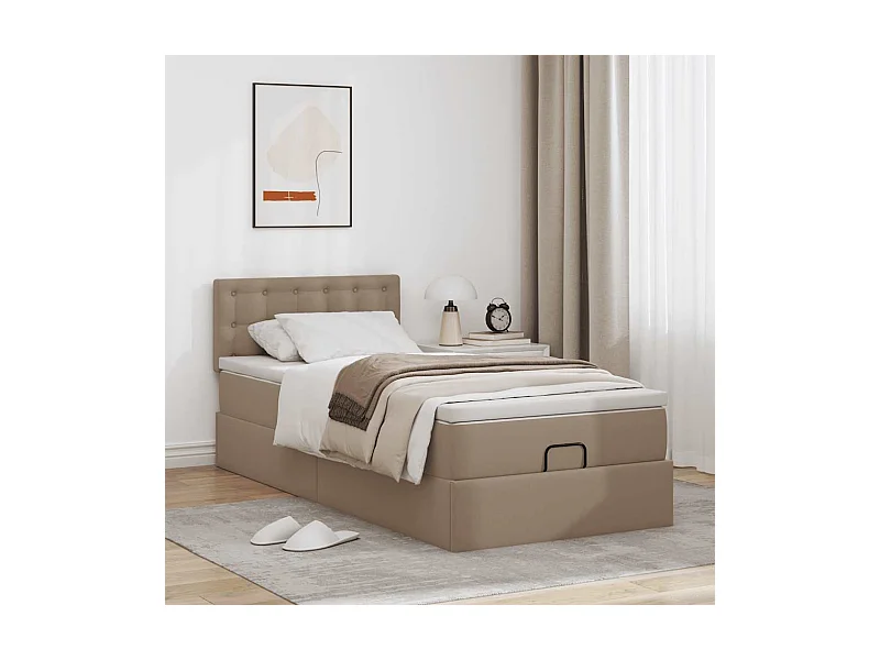 Lit ottoman et matelas cappuccino 100x200cm similicuir