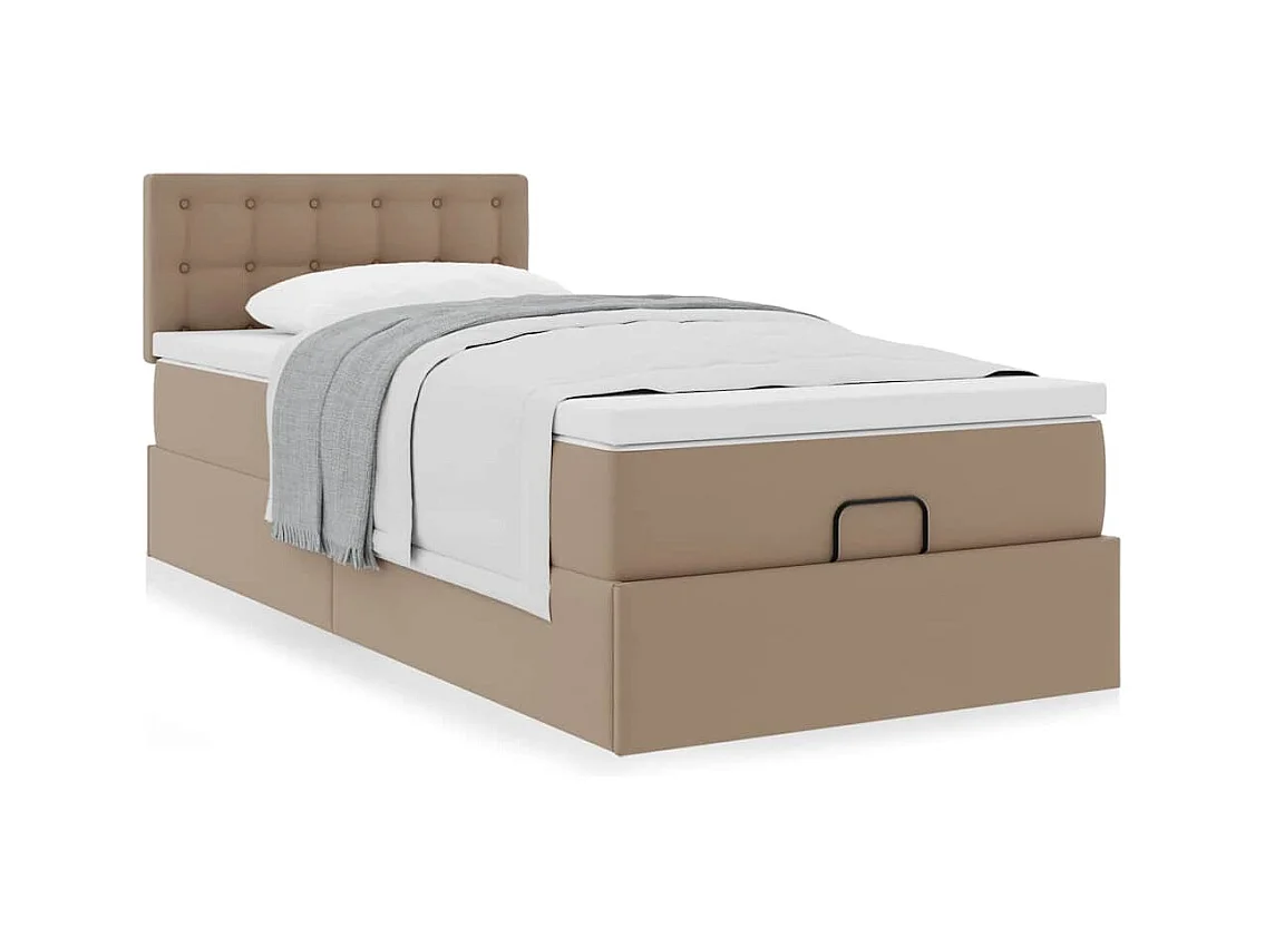 Lit ottoman et matelas cappuccino 100x200cm similicuir