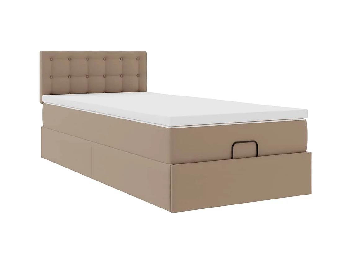 Lit ottoman et matelas cappuccino 100x200cm similicuir