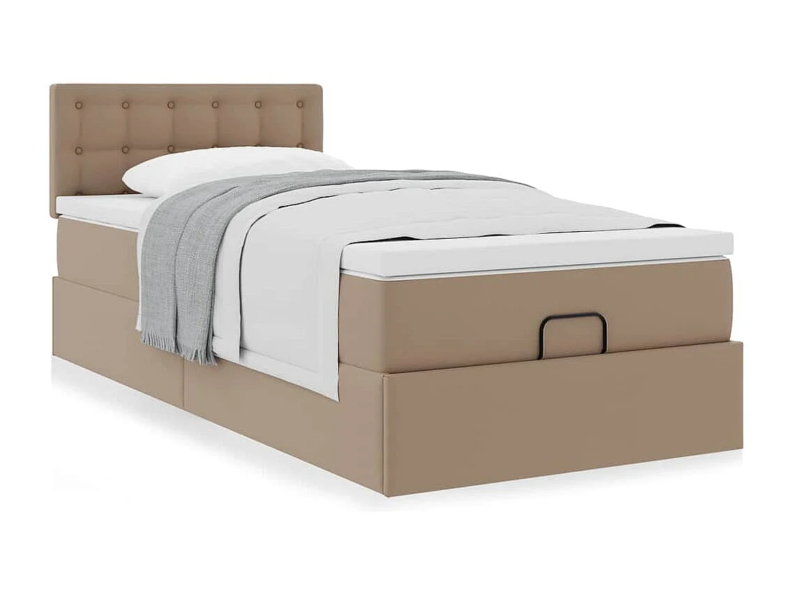 ottomaanse bed met matras 100x200cm kunstleer cappuccinokleurig