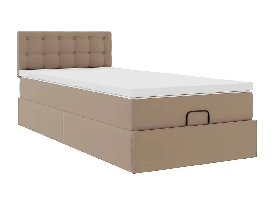 ottomaanse bed met matras 100x200cm kunstleer cappuccinokleurig