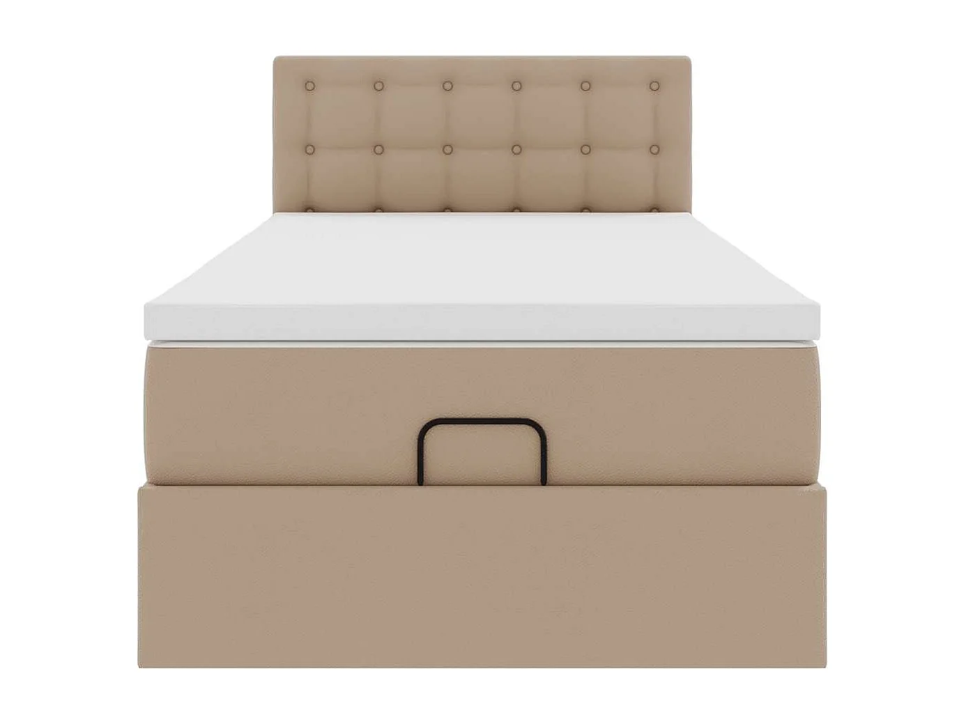 ottomaanse bed met matras 100x200cm kunstleer cappuccinokleurig