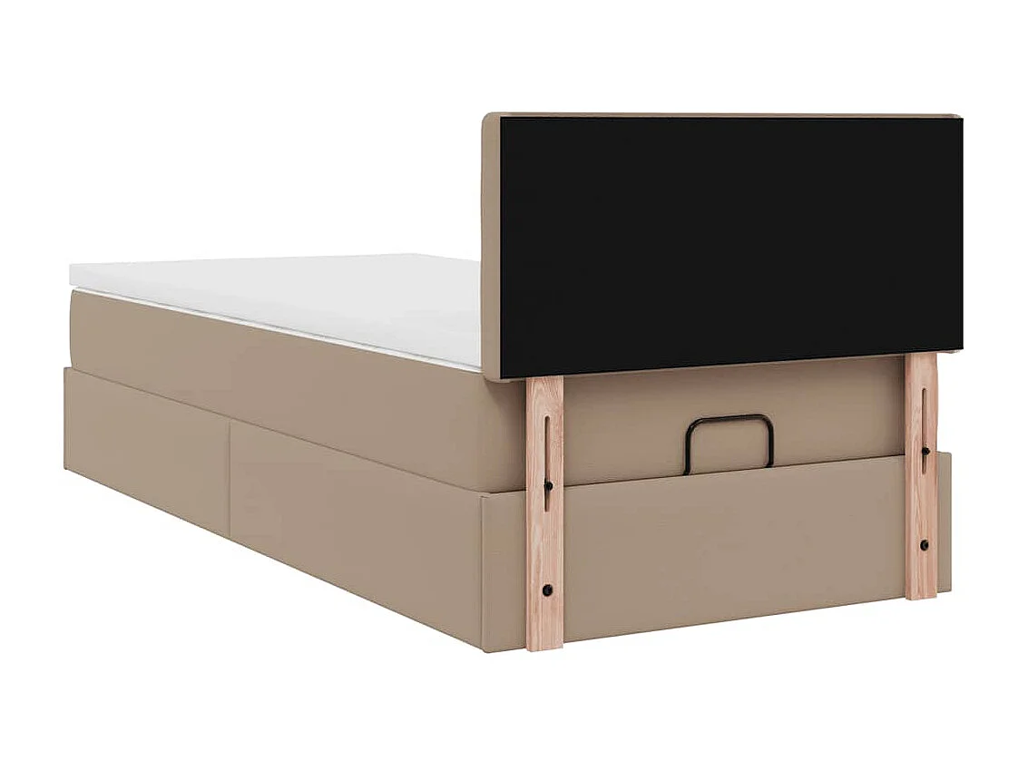 ottomaanse bed met matras 100x200cm kunstleer cappuccinokleurig