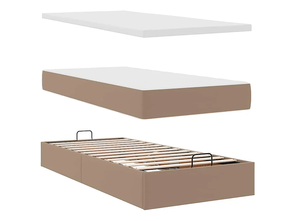Lit ottoman et matelas cappuccino 100x200cm similicuir