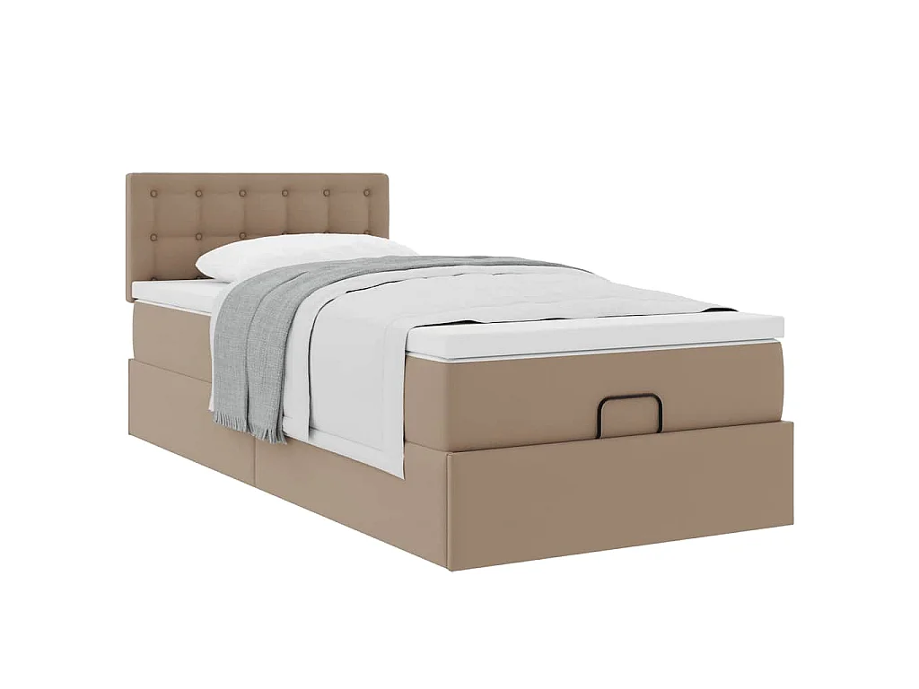 ottomaanse bed met matras 100x200cm kunstleer cappuccinokleurig