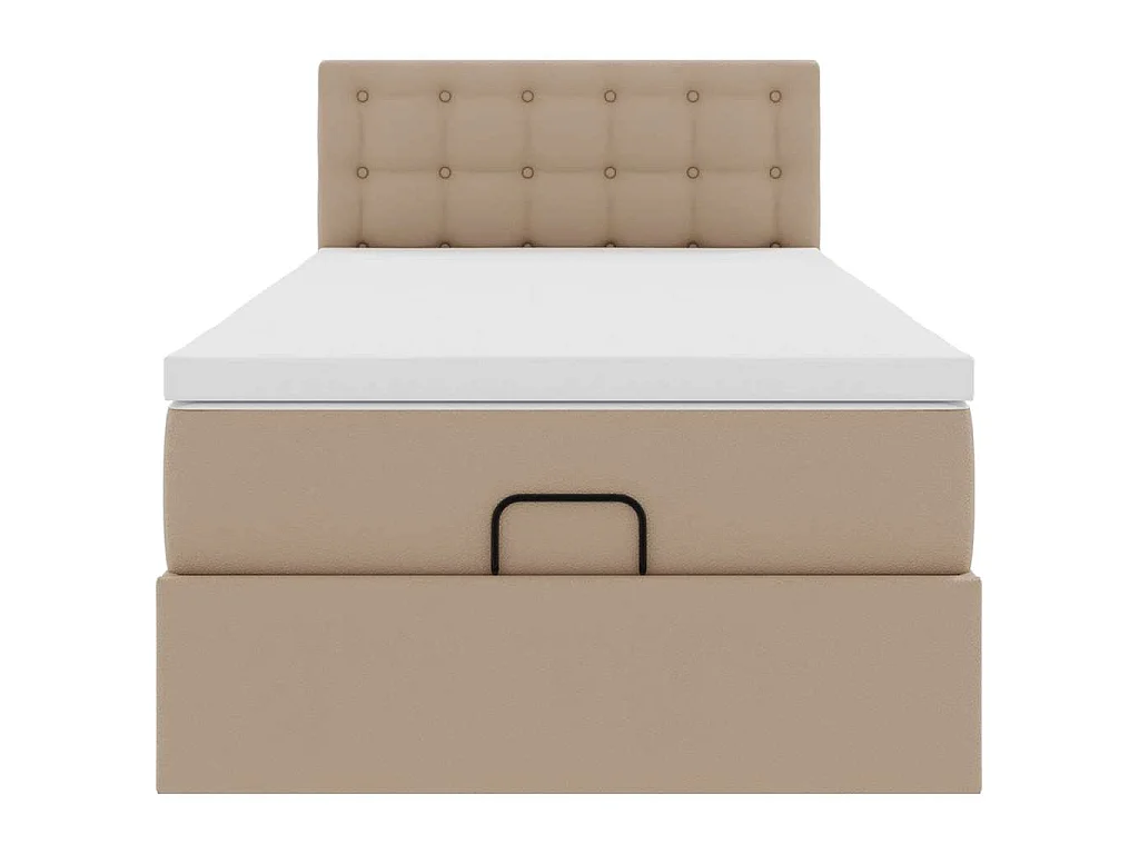 ottomaanse bed met matras 100x200cm kunstleer cappuccinokleurig