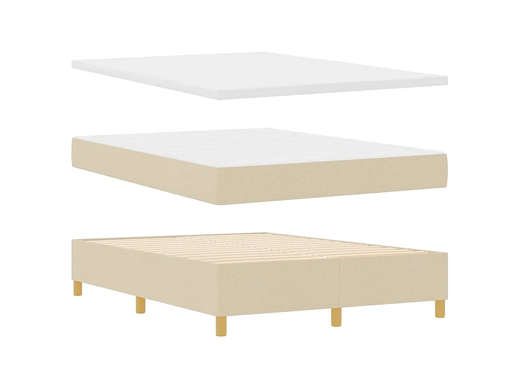 Boxspringbett mit Kissen mit Kopfteil Creme 200 x 140 cm Stoff