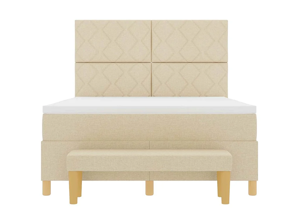Boxspringbett mit Kissen mit Kopfteil Creme 200 x 140 cm Stoff