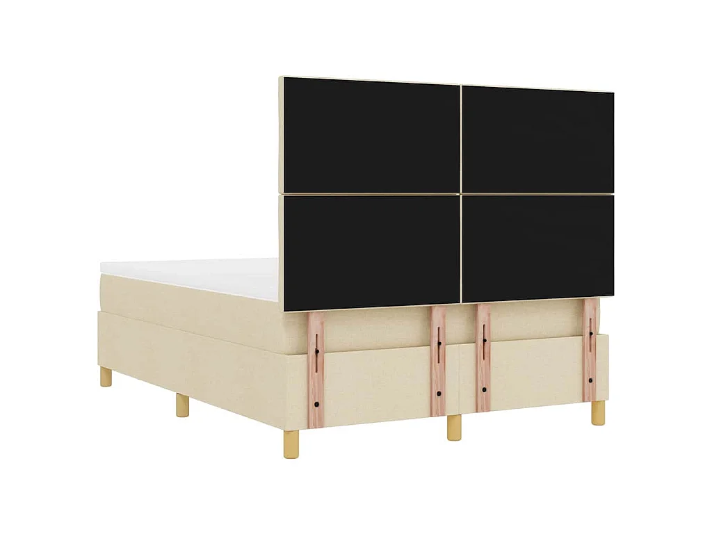 Boxspringbett mit Kissen mit Kopfteil Creme 200 x 140 cm Stoff