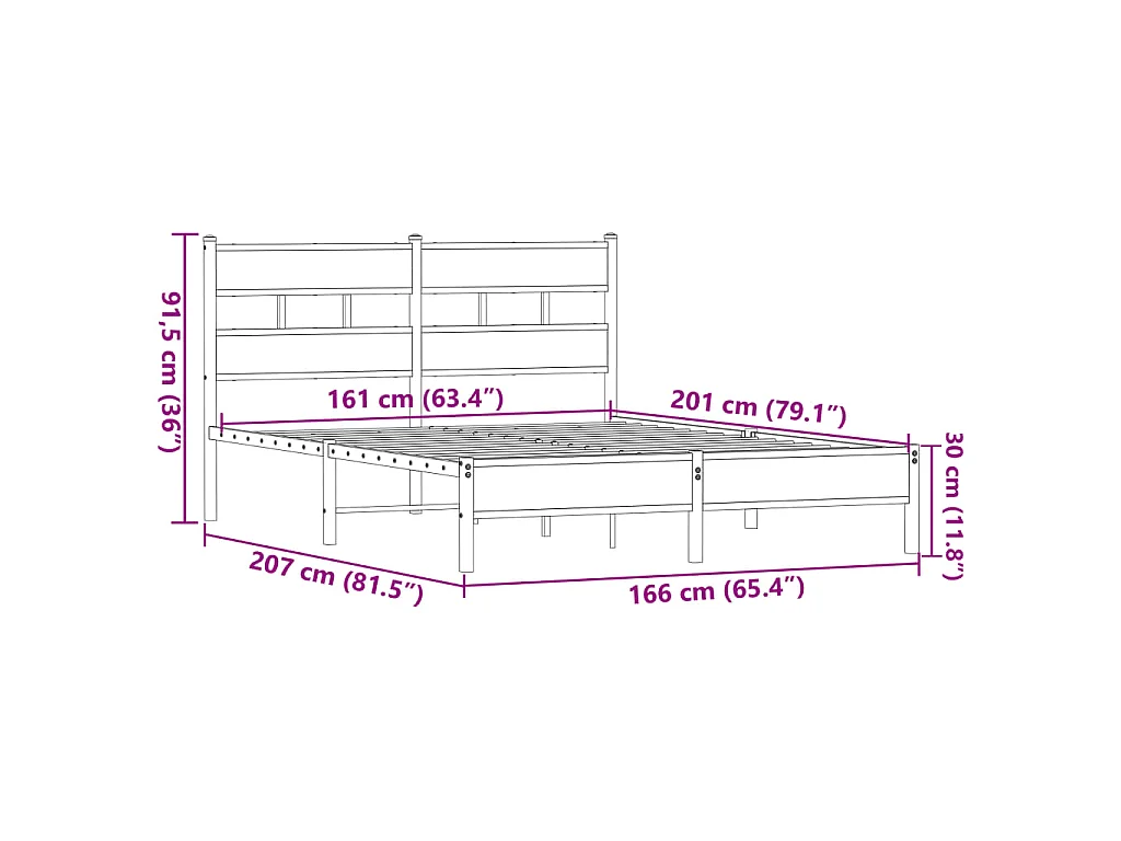Cadre de lit sans matelas chêne marron 160x200 cm