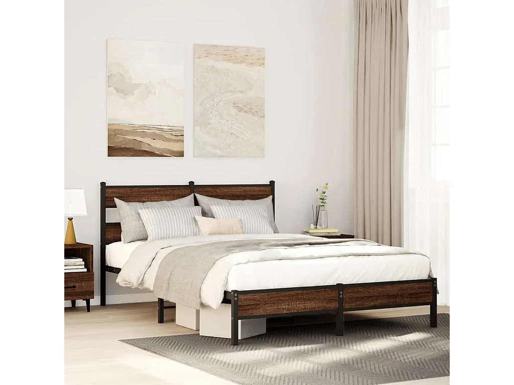 Cadre de lit sans matelas chêne marron 160x200 cm