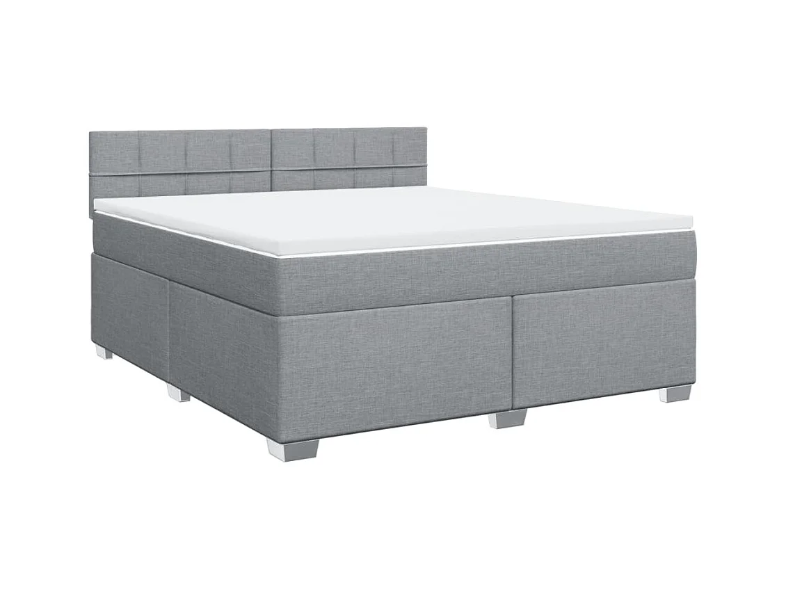 Boxspringbett mit Matratze Hellgrau 180x200 cm Stoff