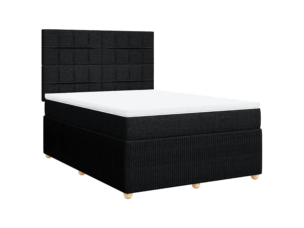 Giroletto a Molle con Materasso Nero 160x200 cm in Tessuto