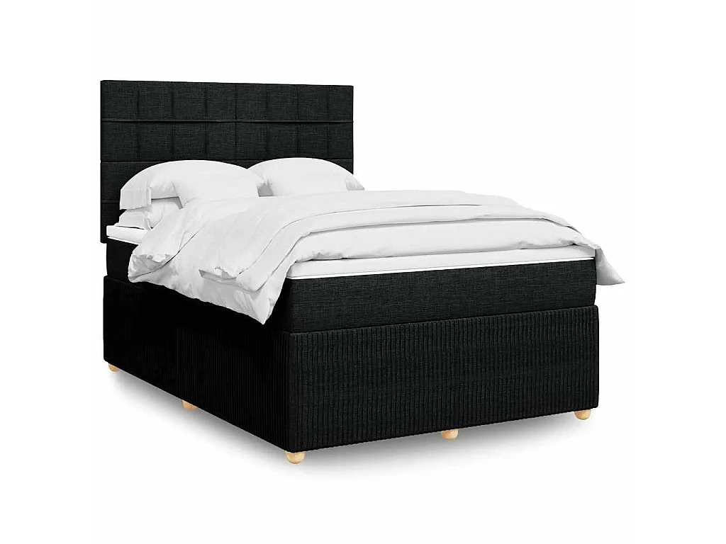 Giroletto a Molle con Materasso Nero 160x200 cm in Tessuto