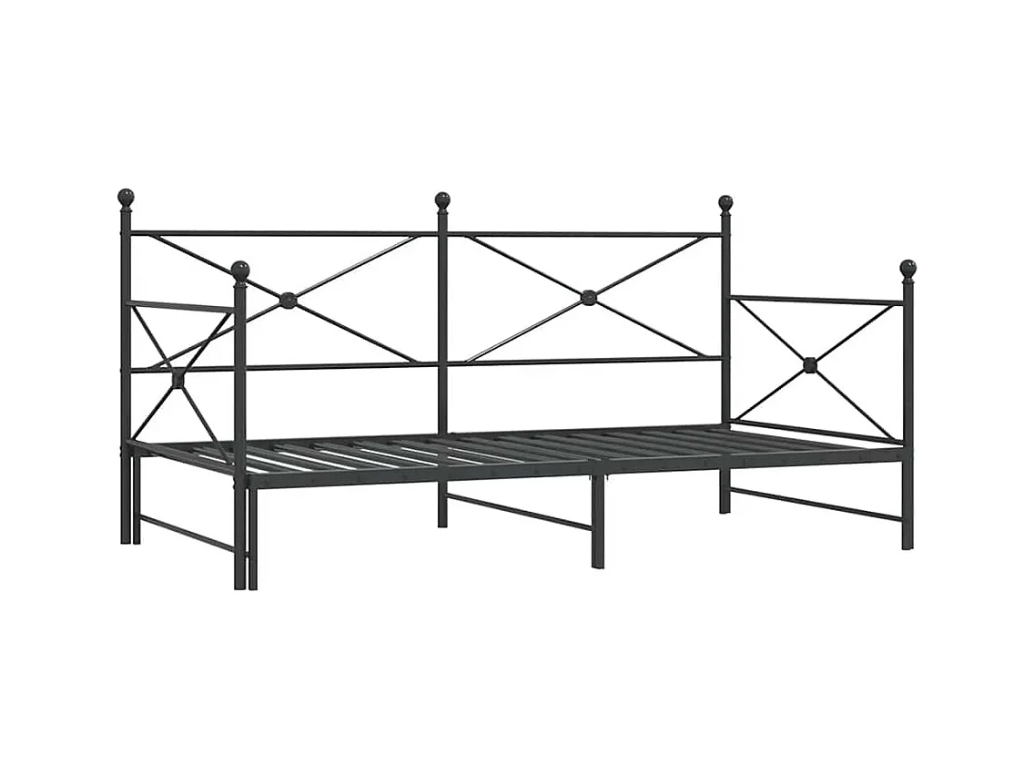 Lit de jour avec gigogne sans matelas noir 100x200 cm acier