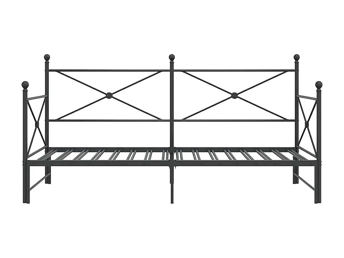 Tagesbett Ausziehbar ohne Matratze Schwarz 100x200 cm Stahl