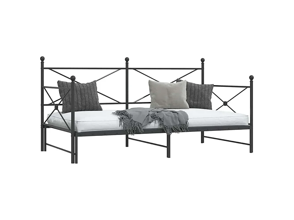 Divano Letto Estraibile senza Materasso Nero 100x200 cm Acciaio