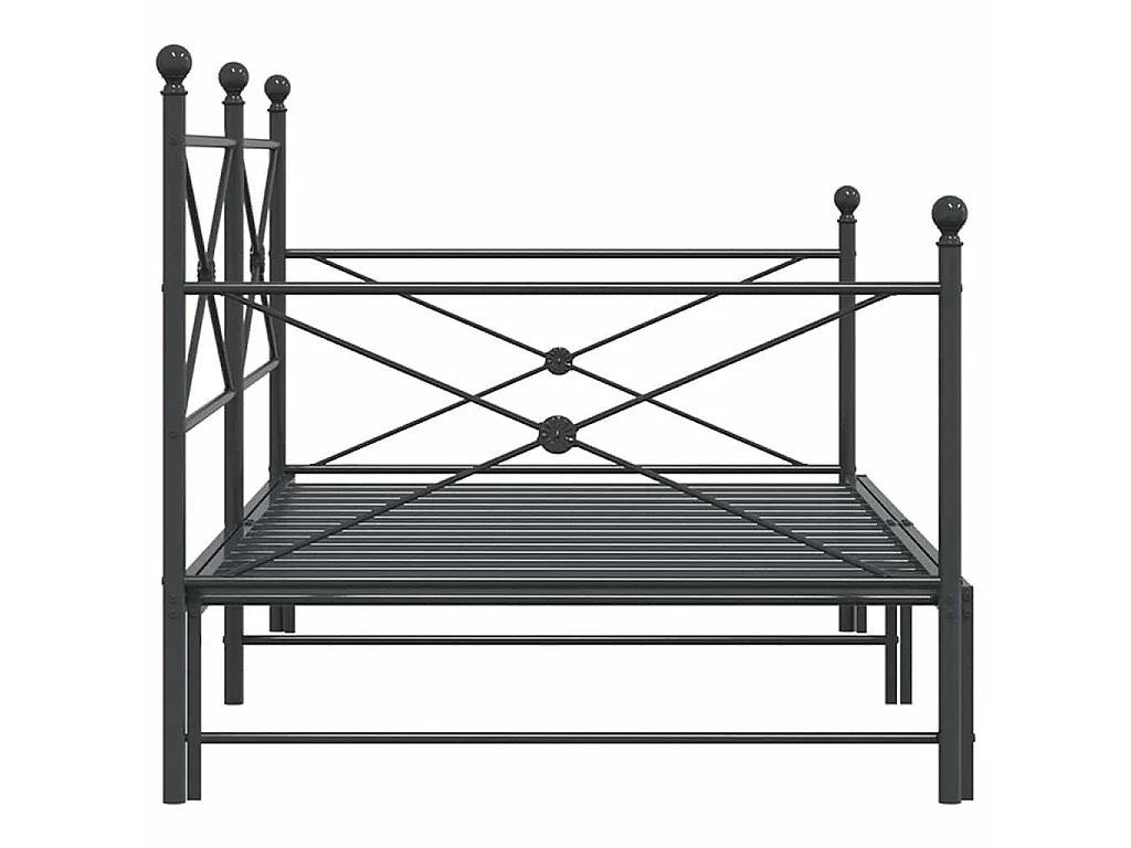 Divano Letto Estraibile senza Materasso Nero 100x200 cm Acciaio