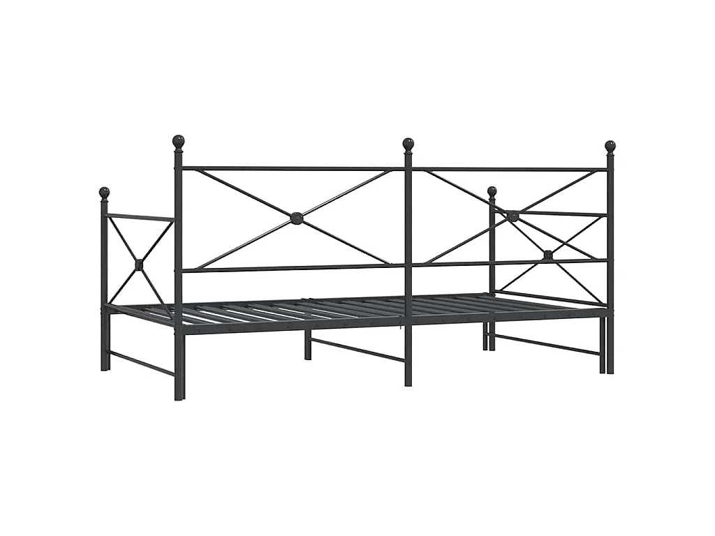 Divano Letto Estraibile senza Materasso Nero 100x200 cm Acciaio