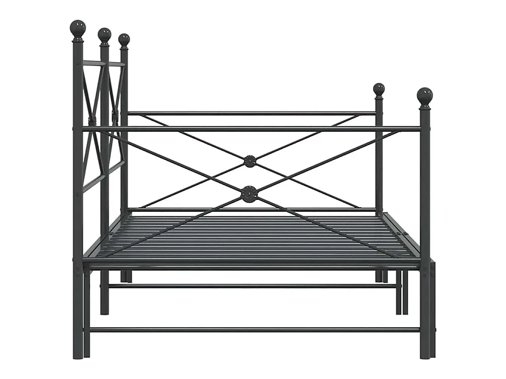 Lit de jour avec gigogne sans matelas noir 100x200 cm acier