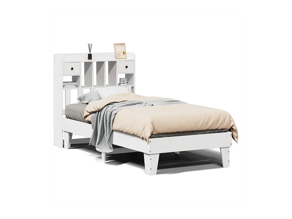 Cadre de lit sans matelas blanc 90x190 cm bois de pin massif