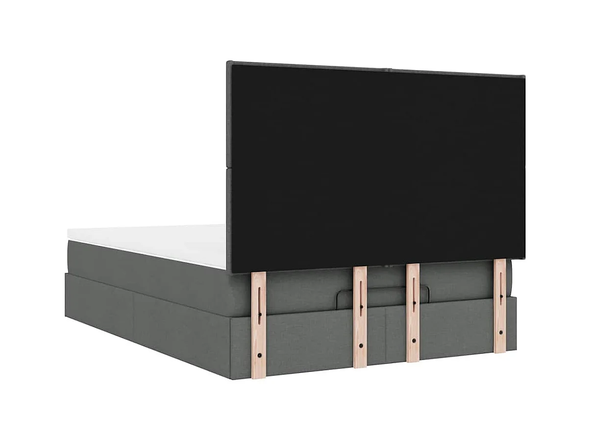 Cadre de lit ottoman avec matelas gris foncé 140x190 cm tissu
