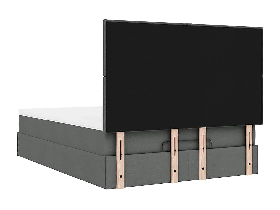 Cadre de lit ottoman avec matelas gris foncé 140x190 cm tissu