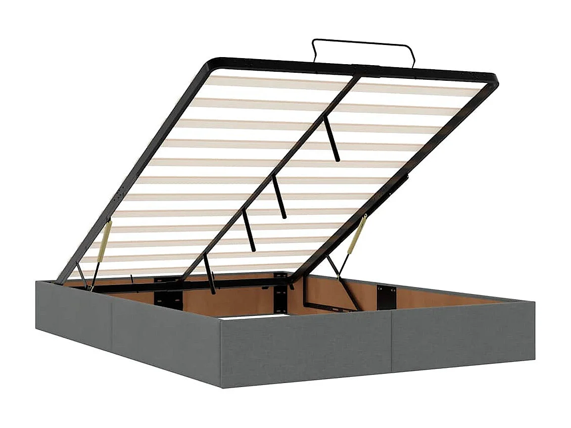 Cadre de lit ottoman avec matelas gris foncé 140x190 cm tissu