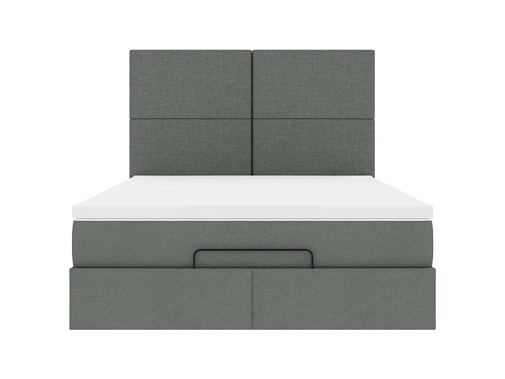 Cadre de lit ottoman avec matelas gris foncé 140x190 cm tissu