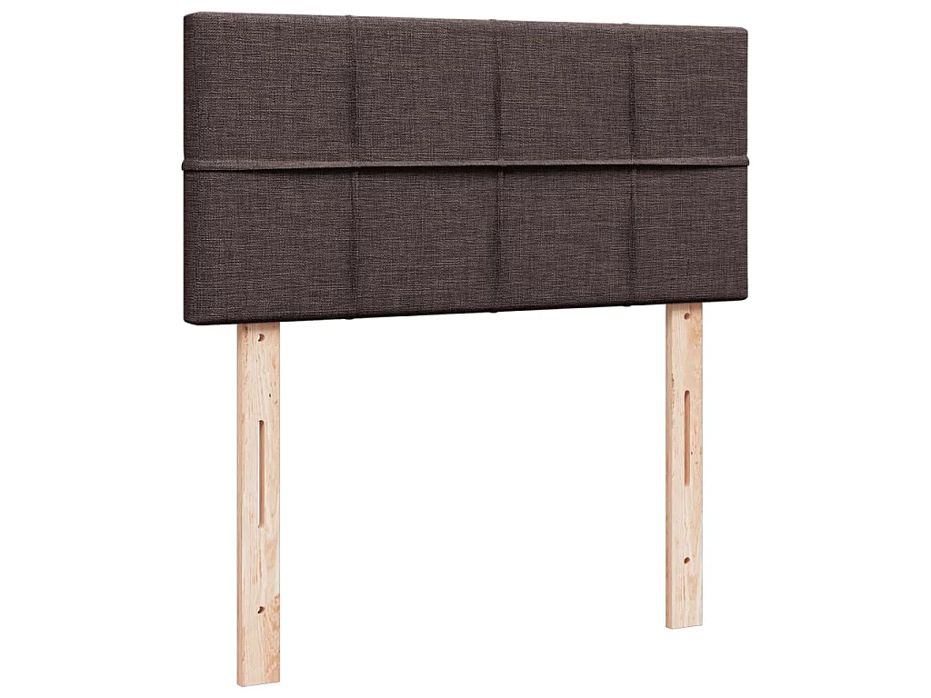 Cama box spring con colchón tela marrón oscuro 90x200 cm
