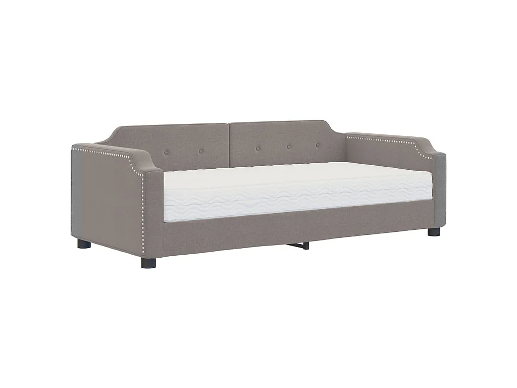 Tagesbett mit Matratze Taupe 90x200 cm Stoff