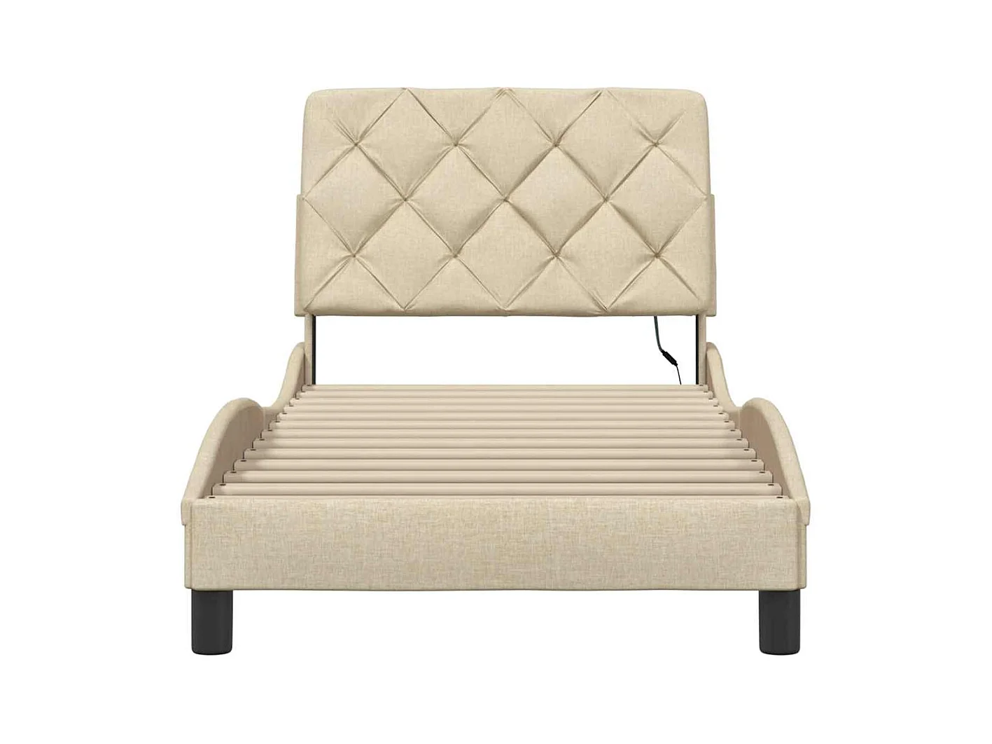 Cadre de lit avec LED sans matelas crème 90x200 cm tissu