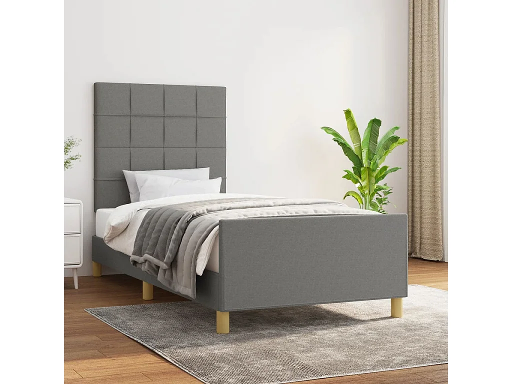 Estructura de cama sin colchón tela gris oscuro 90x200 cm