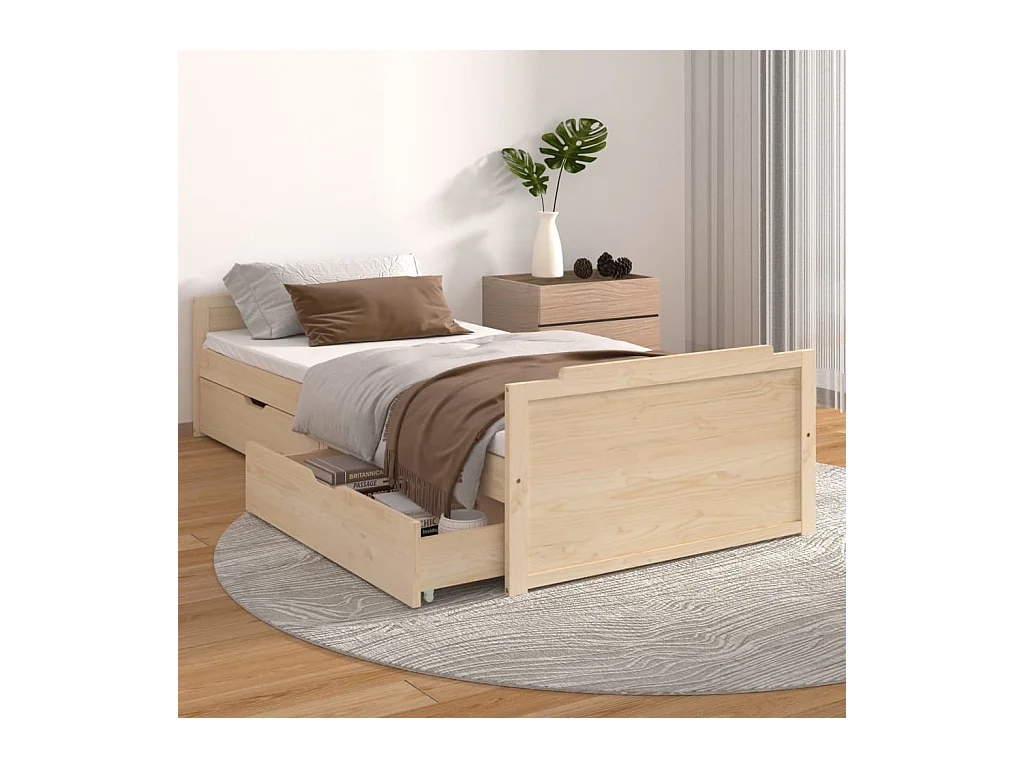 Cadre de lit sans matelas bois de pin massif 90x200 cm