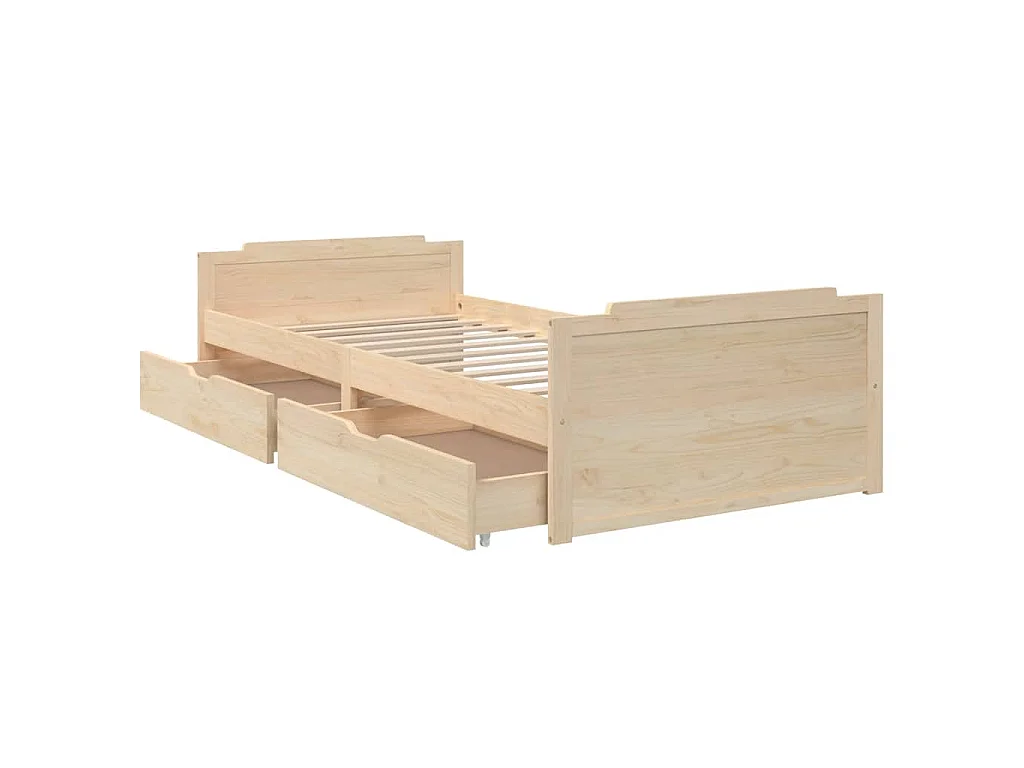 Estrutura de cama com gavetas 90x200 cm pinho maciço