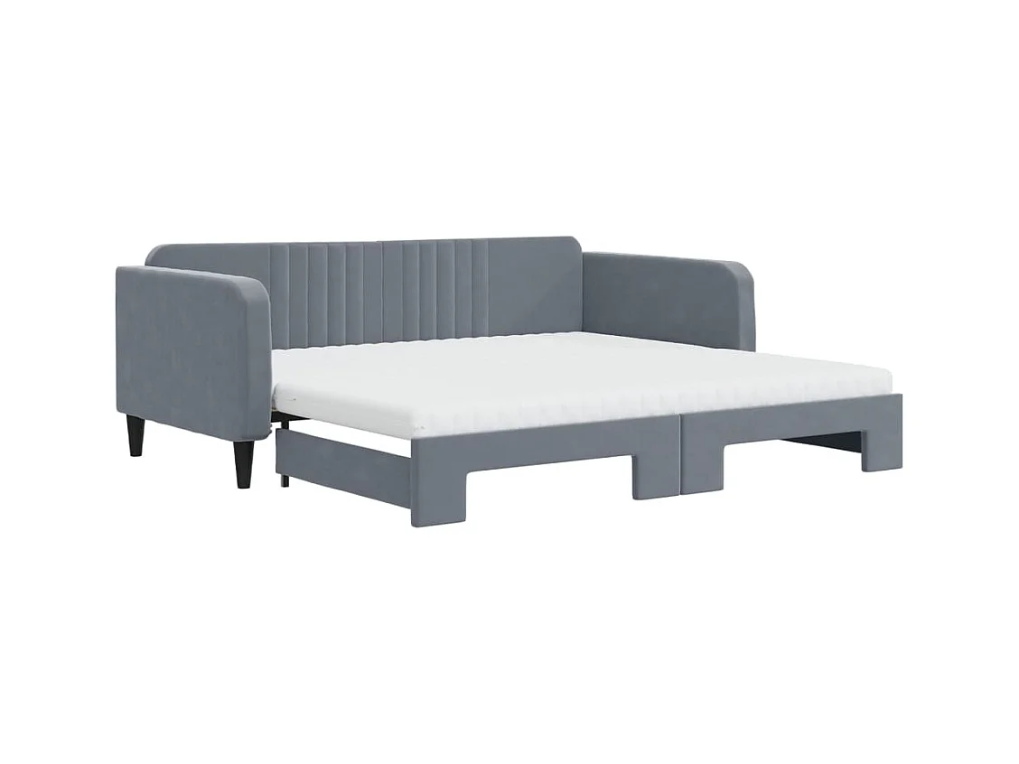Tagesbett Ausziehbar mit Matratzen Dunkelgrau 100x200 cm Samt