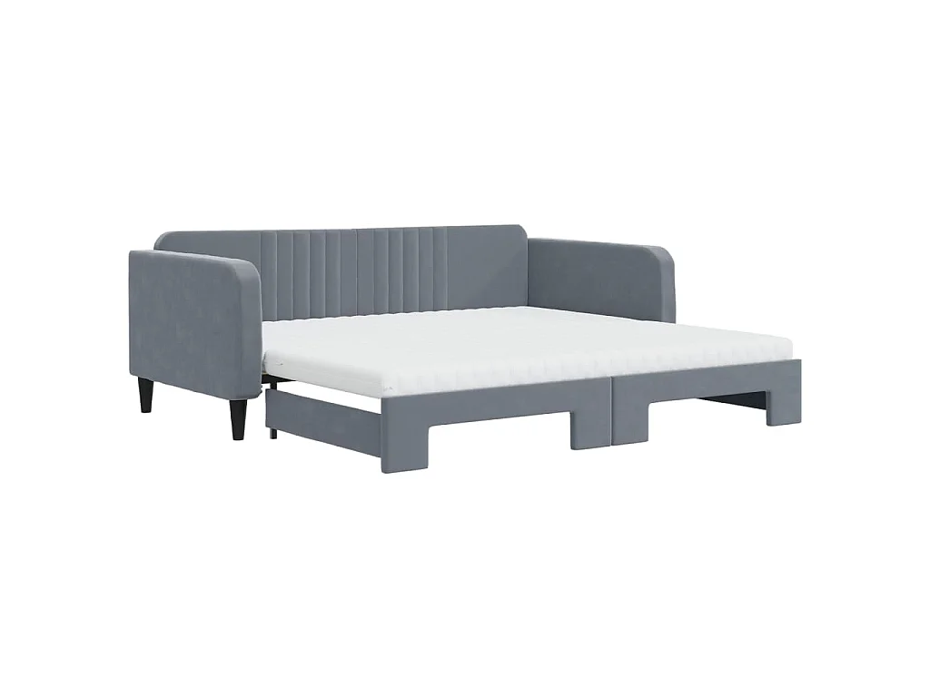 Tagesbett Ausziehbar mit Matratzen Dunkelgrau 100x200 cm Samt